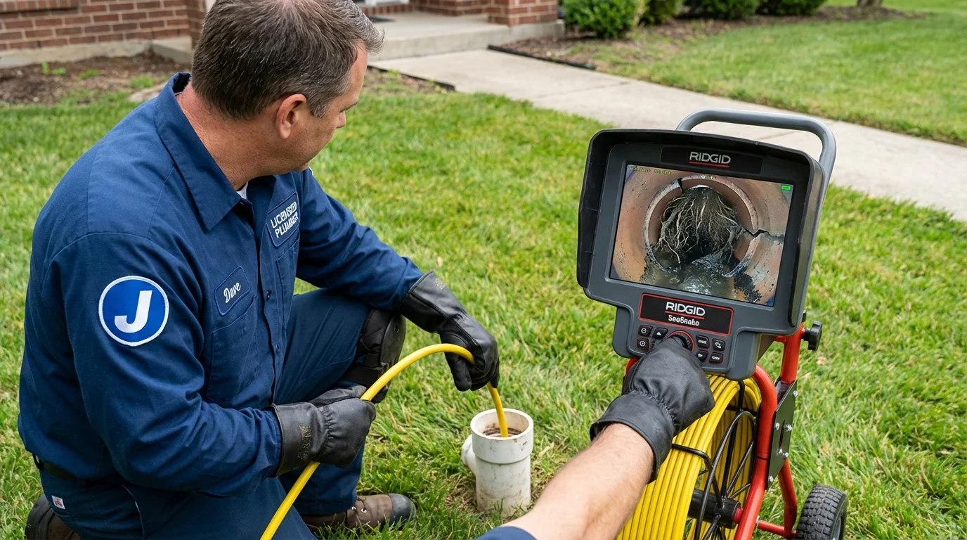 Sewer camera inspection being performed by Johns Plumbing LLC in Dunstable